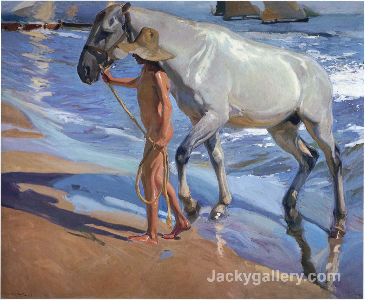Washing the Horse by Joaquin Sorolla y Bastida paintings reproduction